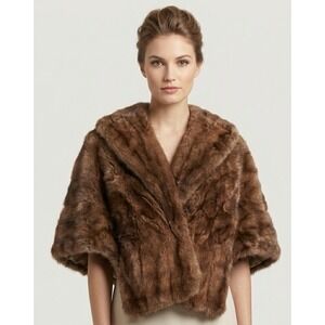 Timeless Autumn Brown Mink Fur Capelet Stole Wrap Mid Century Modern MCM VGUC